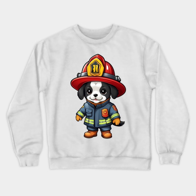 Adorable Cute Firefighter Dog Crewneck Sweatshirt by Leon Star Shop